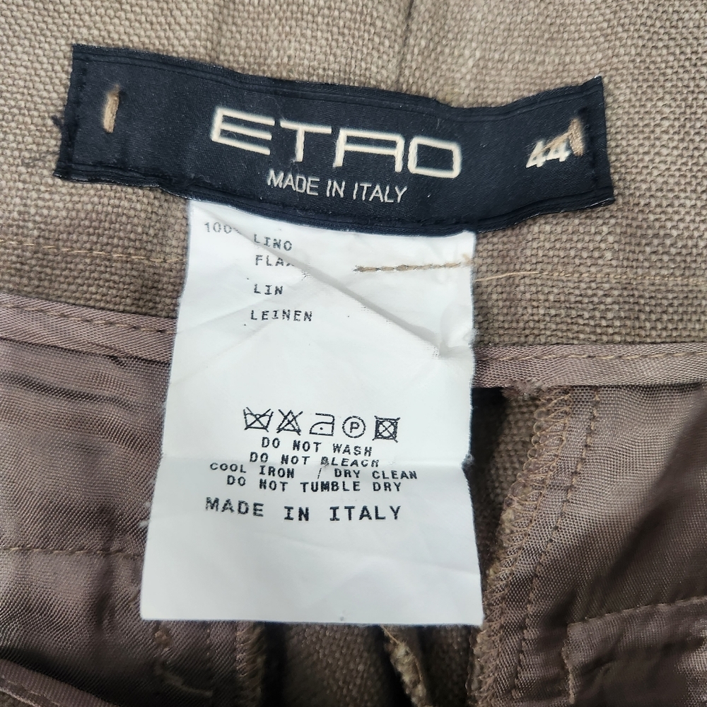 Etro 100% Linen Trouser Pants Wide Leg - Picture 7 of 10